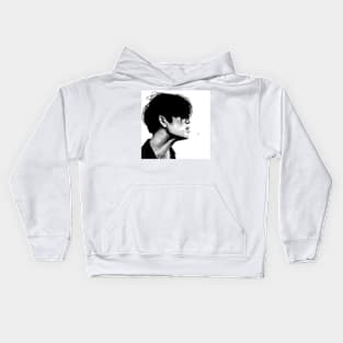 smoking girl in black and white Kids Hoodie